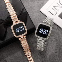 Women watch touch with digital square shape