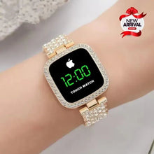 Women watch touch with digital square shape