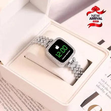 Women watch touch with digital square shape